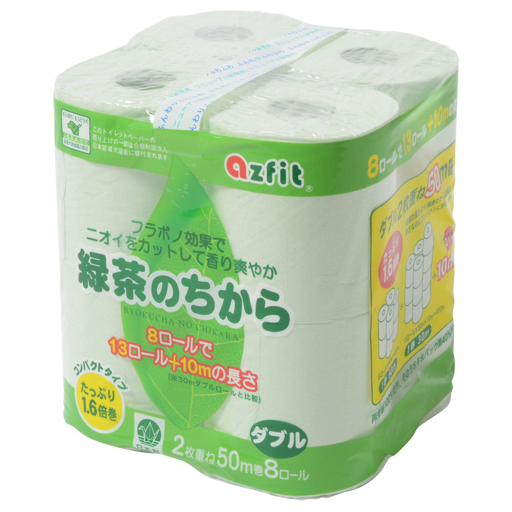 緑茶のちから%トイレットペーパー%8ロール　ダブル