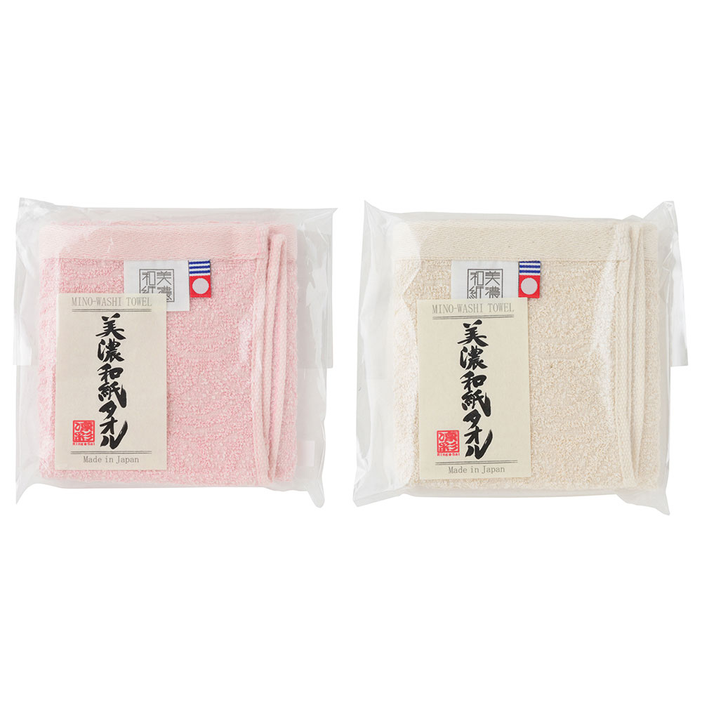 凛彩　美濃和紙タオル　花麻ベージュ